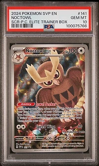 2024 Pokemon Svp En-sv Black Star Promo 141 Noctowl Stellar Crown Pokemon Center Elite Trainer Box PSA