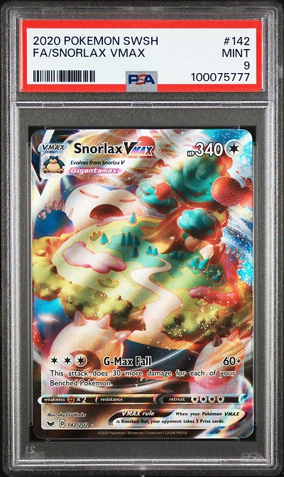 2020 Pokemon Sword & Shield 142 Full Art/snorlax Vmax PSA