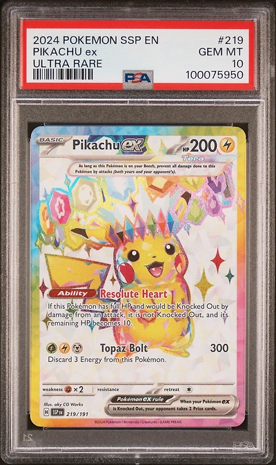 2024 Pokemon Ssp En-surging Sparks 219 Pikachu Ex Ultra Rare PSA