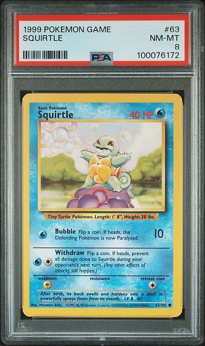 1999 Pokemon Game 63 Squirtle PSA