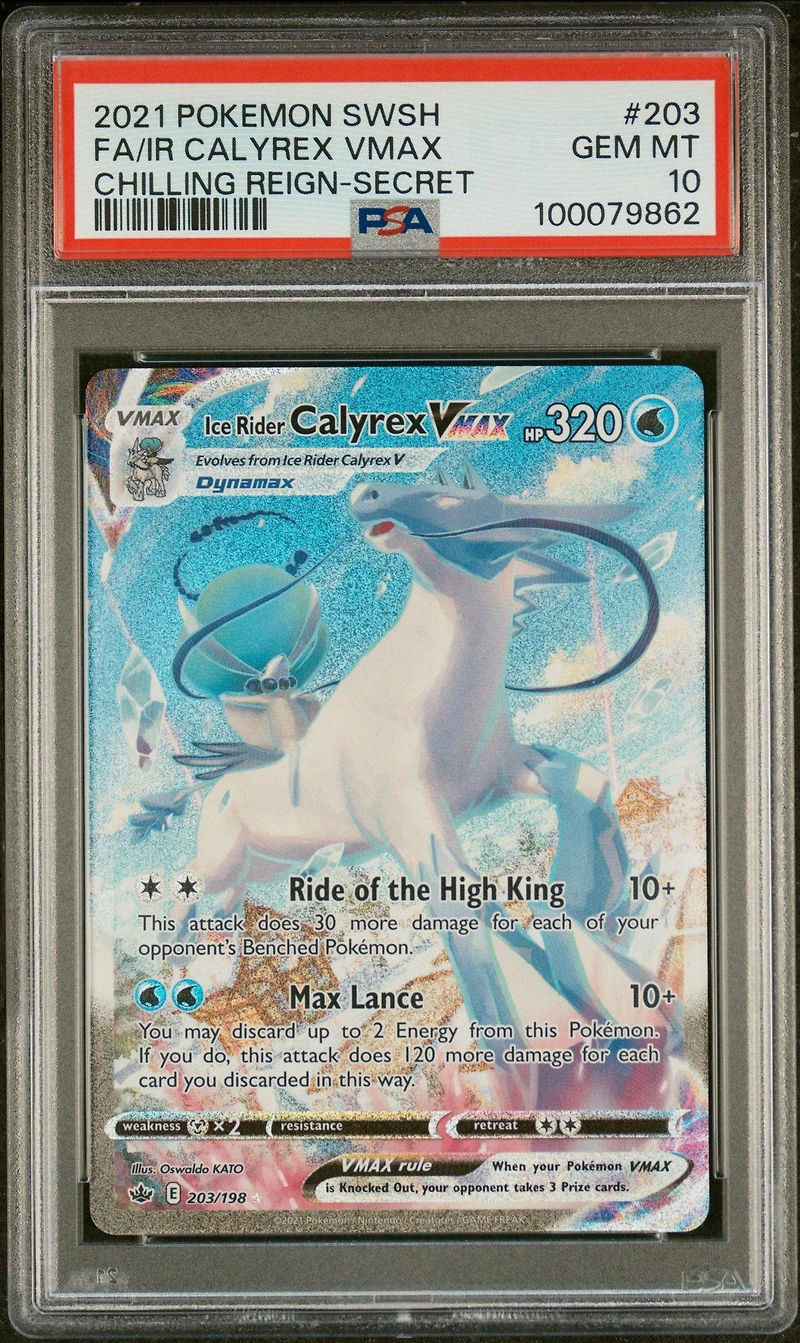 2021 Pokemon Sword & Shield Chilling Reign Full Art/ice Rider Calyrex Vmax Secret PSA