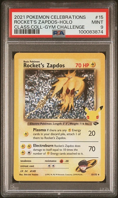 2021 Pokemon Celebrations Classic Collection 15 Rocket's Zapdos-holo PSA