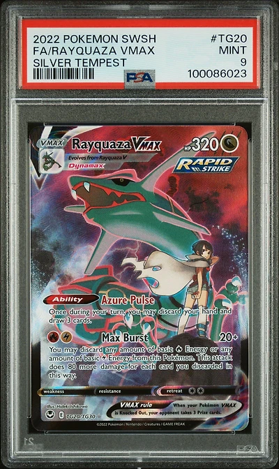2022 Pokemon Sword & Shield Silver Tempest Tg20 Full Art/rayquaza Vmax PSA