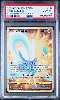2021 Pokemon Sword & Shield Evolving Skies 228 Full Art/cresselia Secret PSA