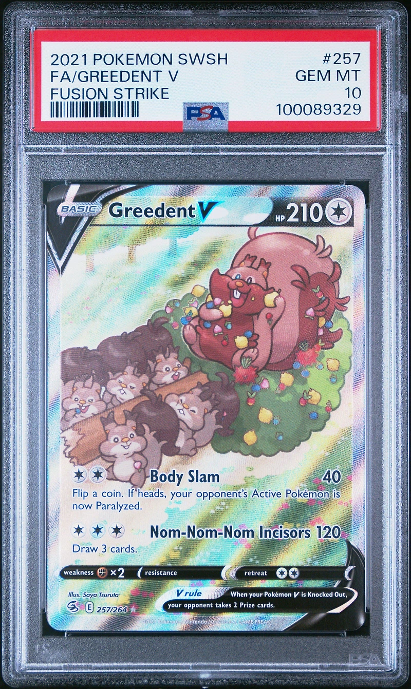 2021 Pokemon Sword & Shield Fusion Strike Full Art/greedent V PSA