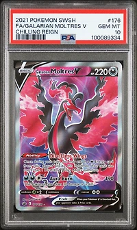 2021 Pokemon Sword & Shield Chilling Reign Full Art/galarian Moltres V PSA