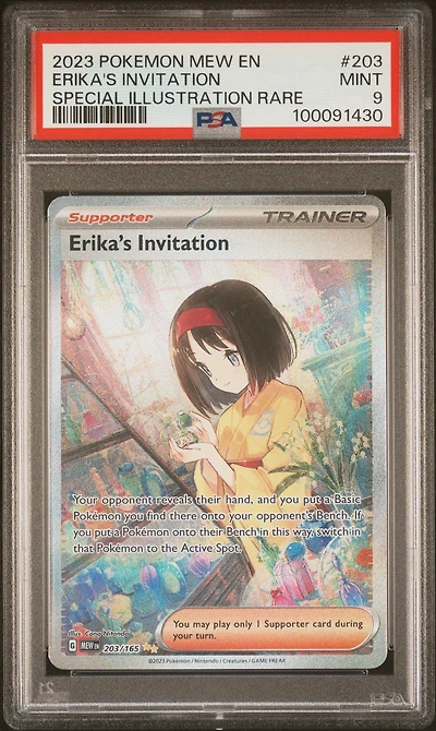 2023 Pokemon Mew En-151 203 Erika's Invitation Special Illustration Rare PSA