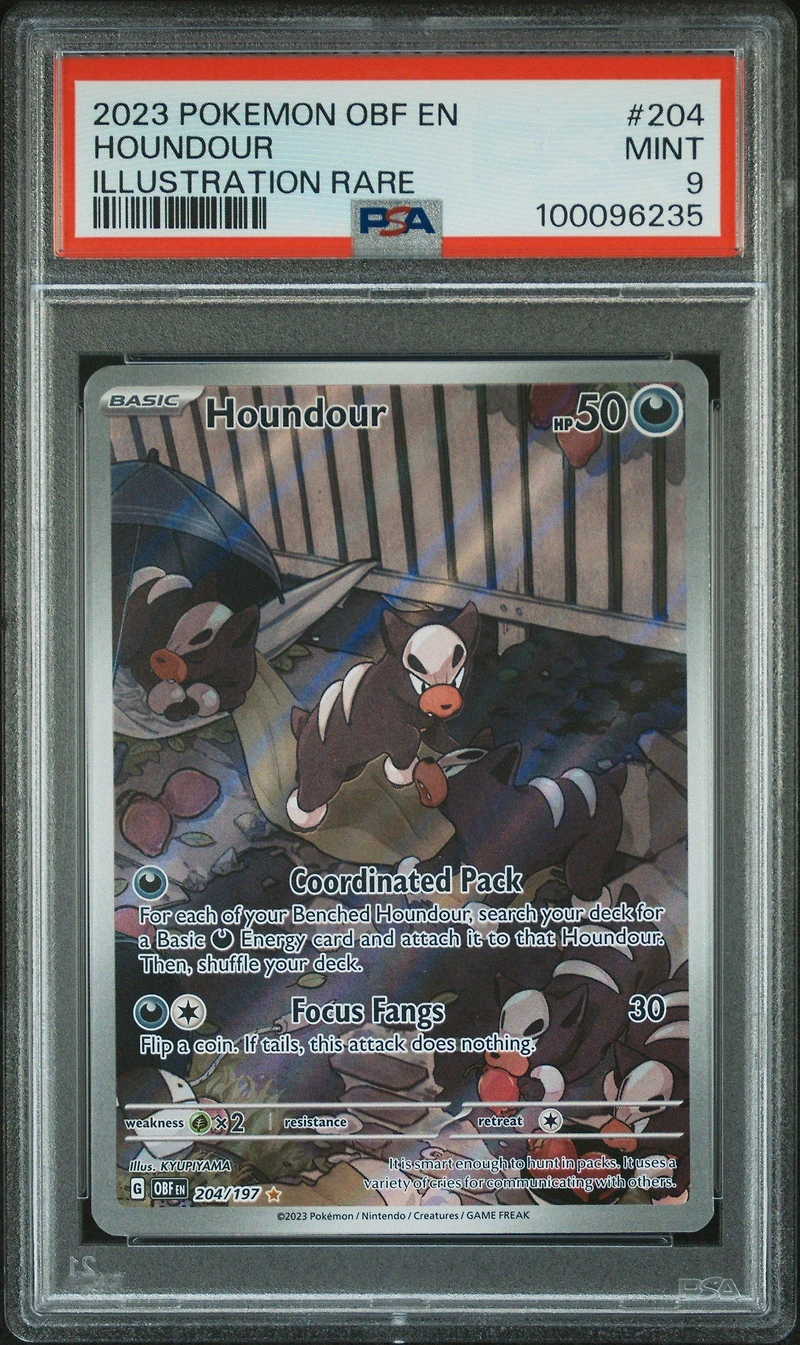 2023 Pokemon Obf En-obsidian Flames 204 Houndour Illustration Rare PSA