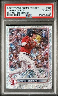 2022 Topps Complete Set 187 Jarren Duran Retail Foilboard PSA 10