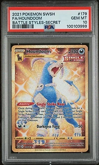 2021 Pokemon Sword & Shield Battle Styles 179 Full Art/houndoom Secret PSA