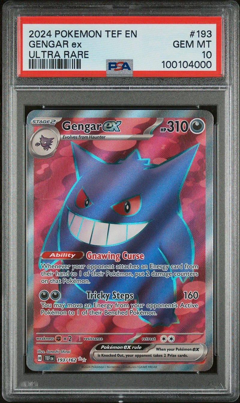 2024 Pokemon Tef En-temporal Forces 193 Gengar Ex Ultra Rare PSA