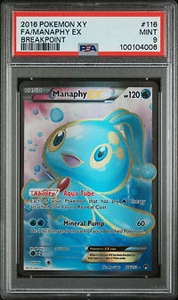 2016 Pokemon Xy Breakpoint 116 Full Art/manaphy Ex PSA 9