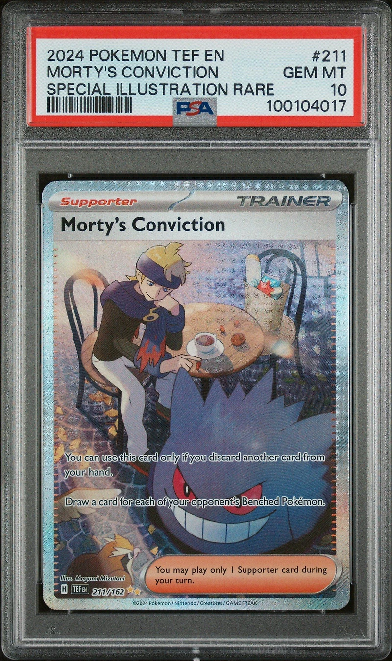 2024 Pokemon Tef En-temporal Forces 211 Morty's Conviction Special Illustration Rare PSA