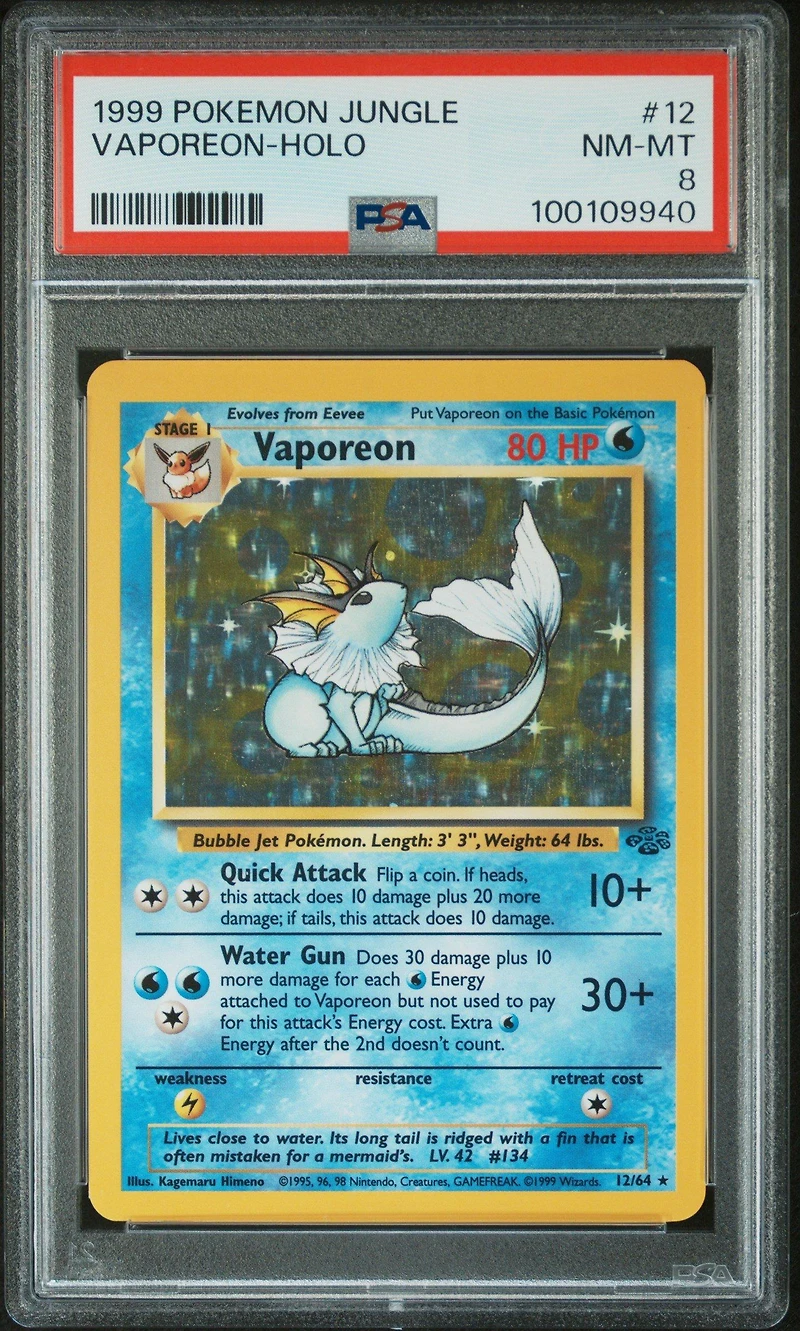 1999 Pokemon Jungle 12 Vaporeon-holo PSA