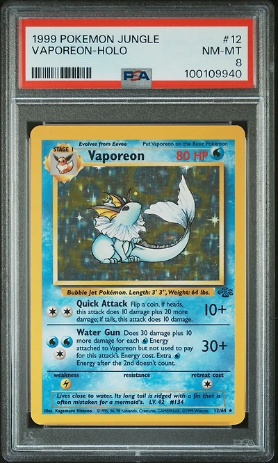 1999 Pokemon Jungle 12 Vaporeon-holo PSA