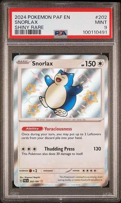 2024 Pokemon Paf En-paldean Fates 202 Snorlax Shiny Rare PSA