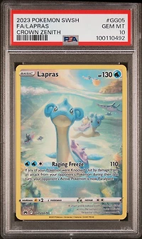 2023 Pokemon Sword And Shield Crown Zenith Gg05 Full Art/lapras PSA