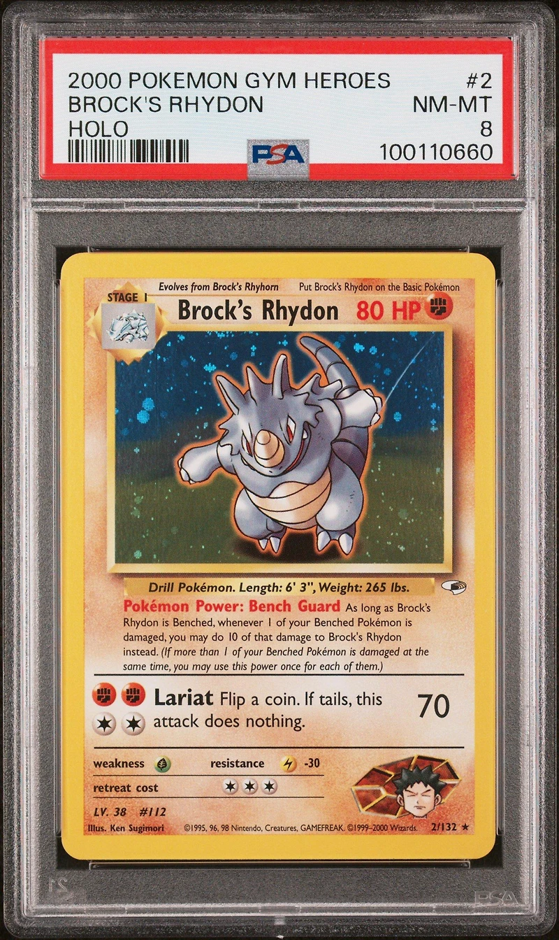 2000 Pokemon Gym Heroes 2 Brock's Rhydon Holo PSA