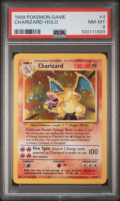 1999 Pokemon Game 4 Charizard-holo PSA