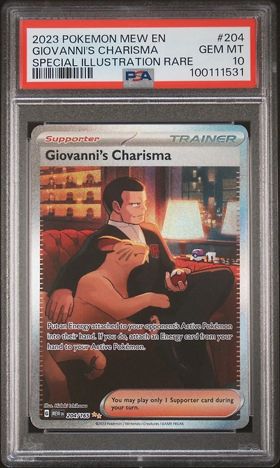 2023 Pokemon Mew En-151 204 Giovanni's Charisma Special Illustration Rare PSA
