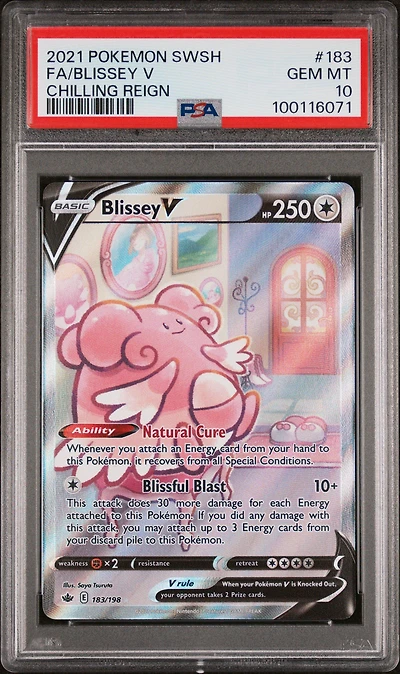 2021 Pokemon Sword & Shield Chilling Reign 183 Full Art/blissey V PSA
