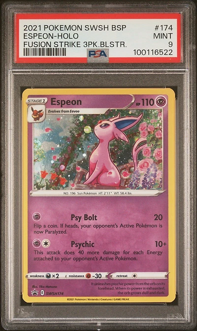 2021 Pokemon Swsh Black Star Promo 174 Espeon-holo Fusion Strike Three Pack Blisters PSA