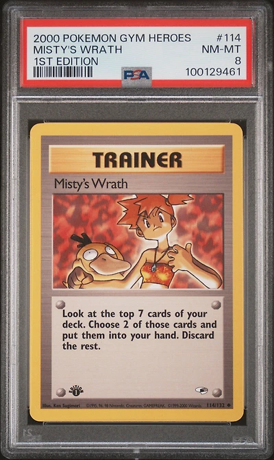 2000 Pokemon Gym Heroes 114 Misty's Wrath 1st Edition PSA 8