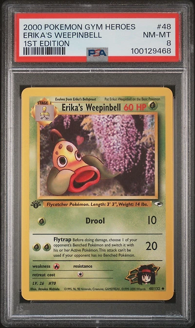 2000 Pokemon Gym Heroes Erika's Weepinbell 1st Edition PSA 8