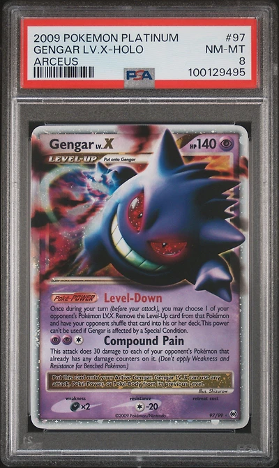 2009 Pokemon Platinum Arceus 97 Gengar Lv.x-holo PSA 8