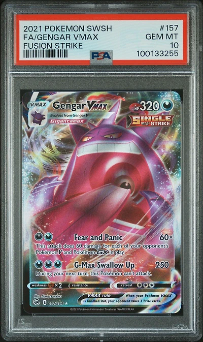 2021 Pokemon Sword & Shield Fusion Strike 157 Full Art/gengar Vmax PSA