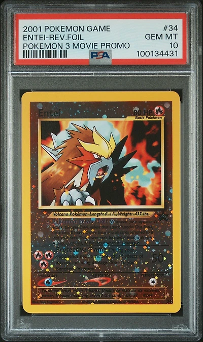 2001 Pokemon Game Movie 34 Entei-reverse Foil Pokemon 3 Movie Promo PSA