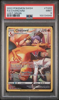 2022 Pokemon Sword & Shield Lost Origin Tg03 Full Art/charizard PSA