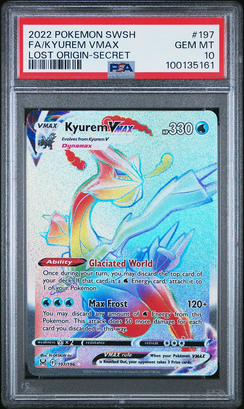 2022 Pokemon Sword & Shield Lost Origin 197 Full Art/kyurem Vmax Secret PSA 10