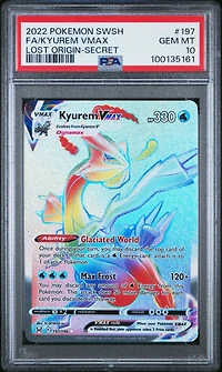 2022 Pokemon Sword & Shield Lost Origin 197 Full Art/kyurem Vmax Secret PSA 10