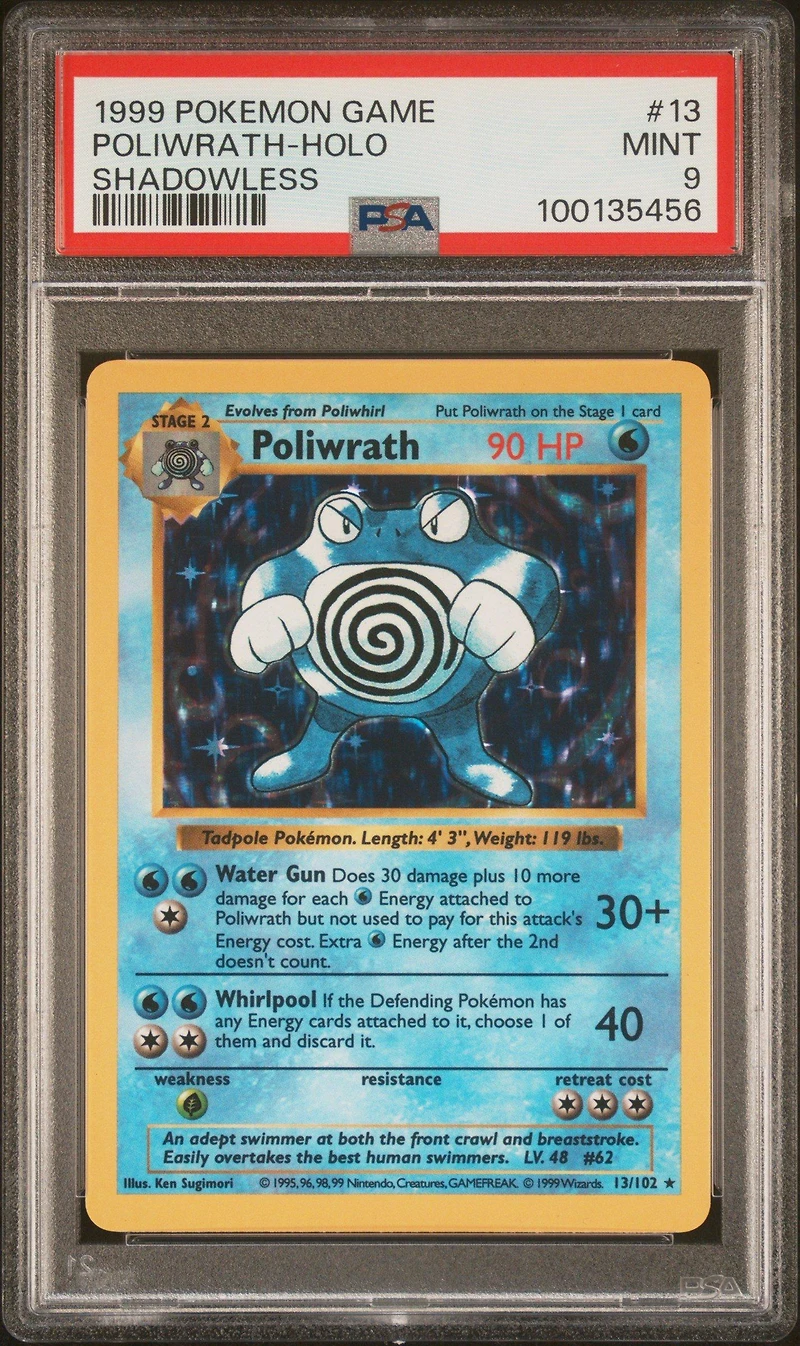 1999 Pokemon Game 13 Poliwrath-holo Shadowless PSA