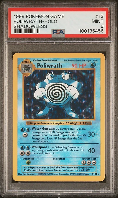 1999 Pokemon Game 13 Poliwrath-holo Shadowless PSA