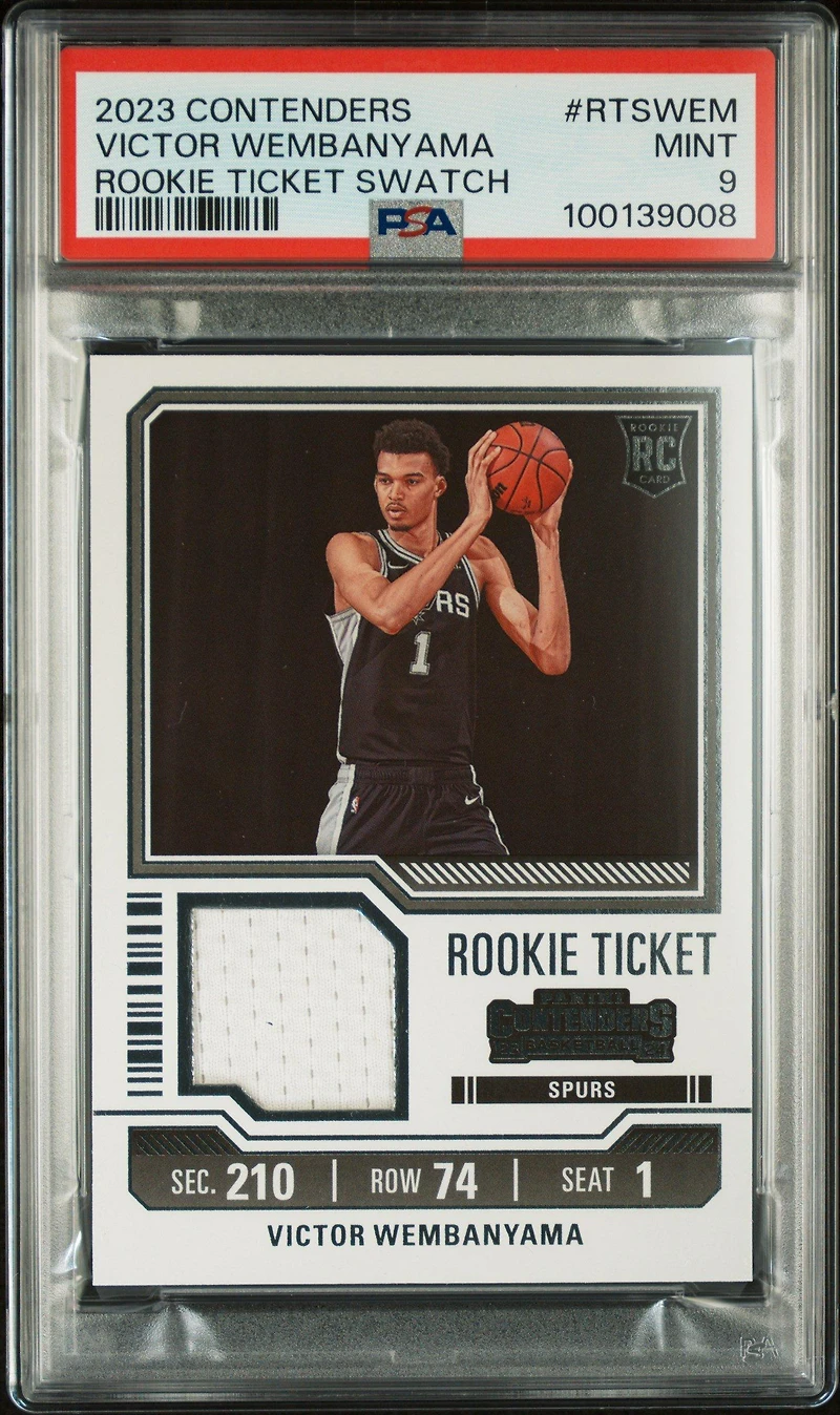 2023 Panini Contenders Rookie Ticket Swatches Rtswem Victor Wembanyama PSA 9