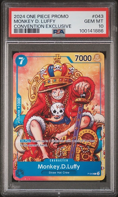 2024 One Piece Promos 043 Monkey D. Luffy Convention Exclusive PSA 10