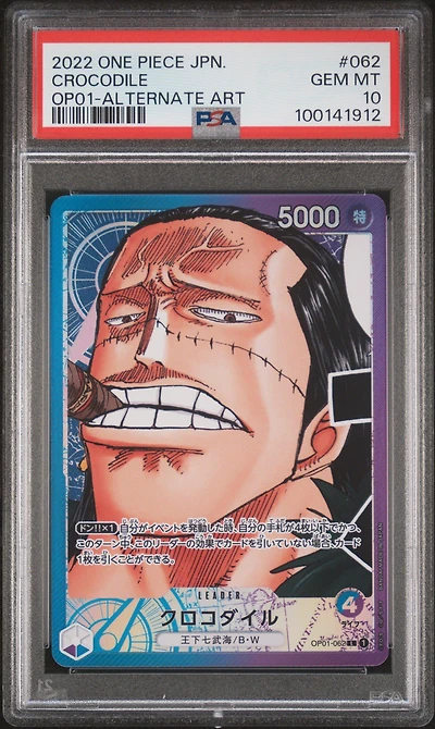2022 One Piece Japanese Op01-romance Dawn 062 Crocodile Alternate Art PSA 10