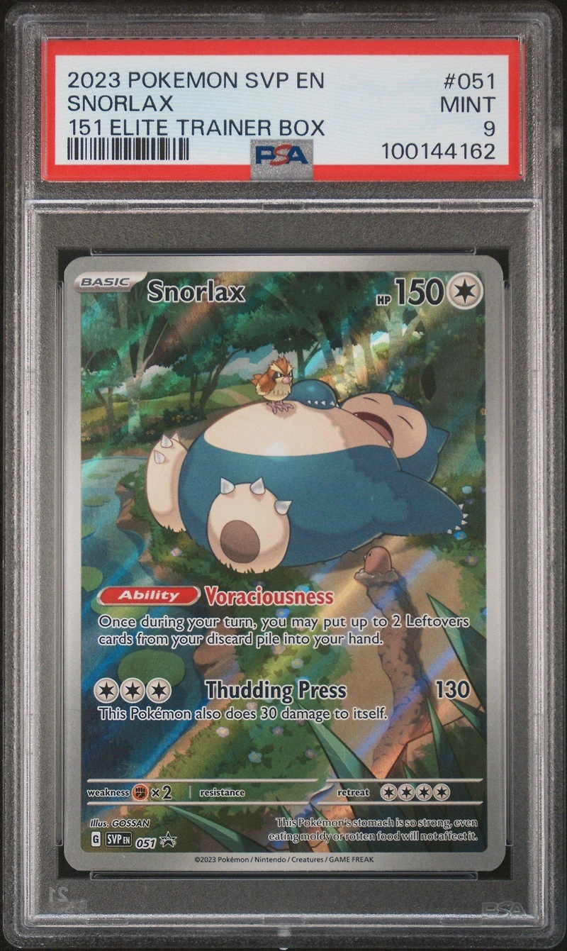2023 Pokemon Svp En-sv Black Star Promo 051 Snorlax 151 Elite Trainer Box PSA
