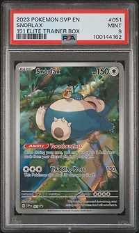 2023 Pokemon Svp En-sv Black Star Promo 051 Snorlax 151 Elite Trainer Box PSA