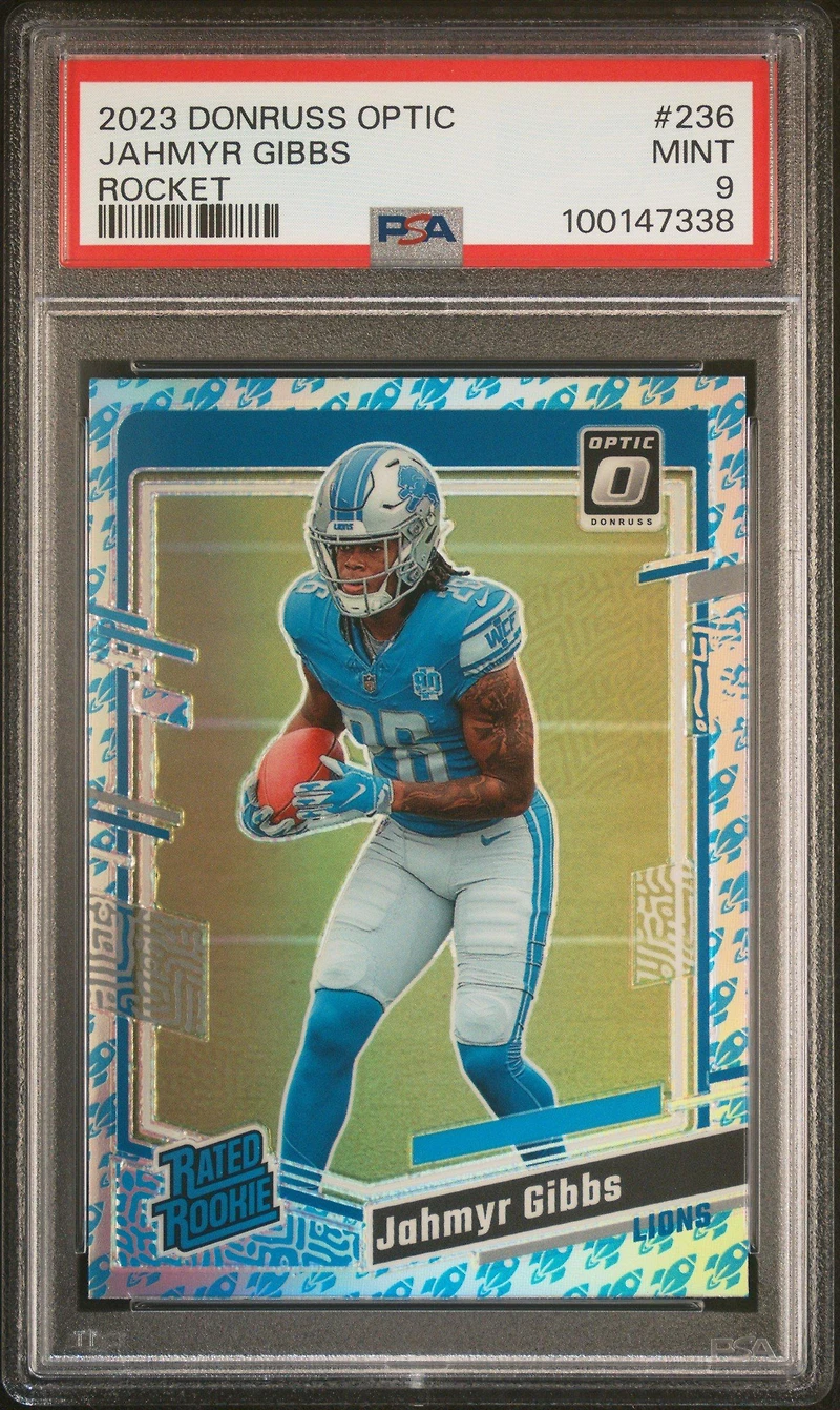 2023 Panini Donruss Optic 236 Jahmyr Gibbs Rocket PSA 9