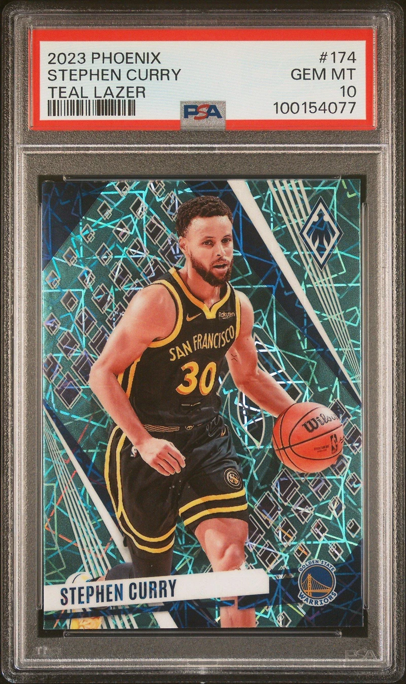 2023 Panini Phoenix 174 Stephen Curry Teal Lazer PSA 10