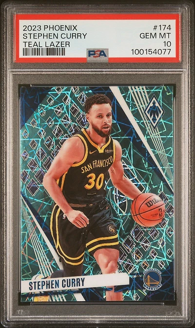 2023 Panini Phoenix 174 Stephen Curry Teal Lazer PSA 10
