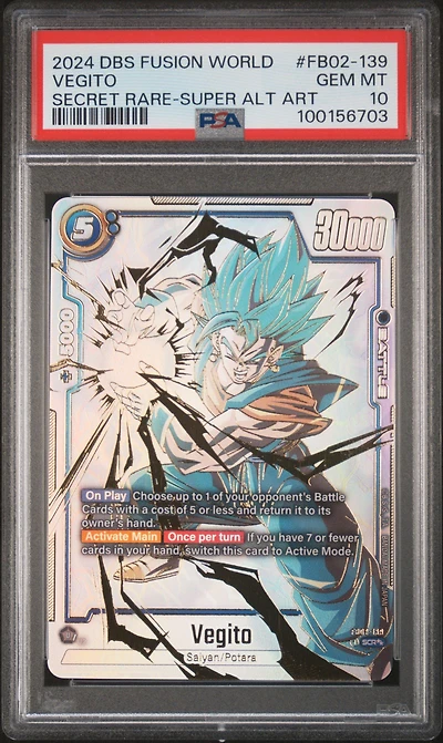 2024 Dragon Ball Super Card Game Fusion World Blazing Aura Fb02-139 Vegito Secret Rare-super Alternate Art PSA 10
