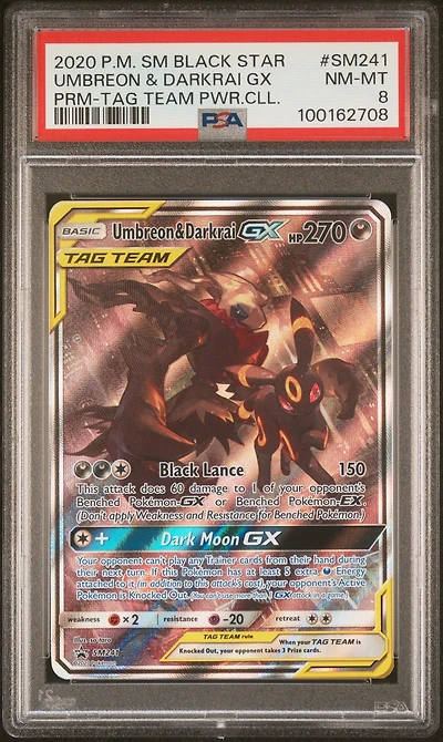 2020 Pokemon Sm Black Star Promo Sm241 Umbreon & Darkrai Gx Tag Team Powers Collection PSA