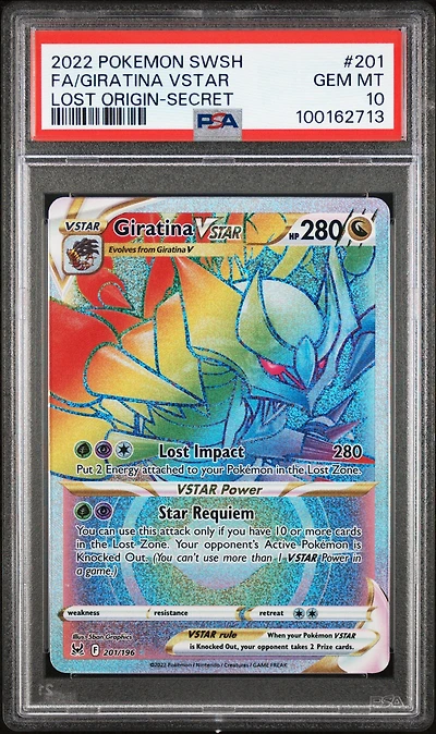 2022 Pokemon Sword & Shield Lost Origin Full Art/giratina Vstar Secret PSA