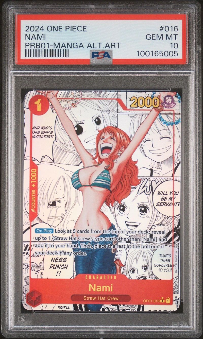 2024 One Piece Prb01-premium Booster -one Piece Card The Best- 016 Nami Manga Alternate Art PSA 10
