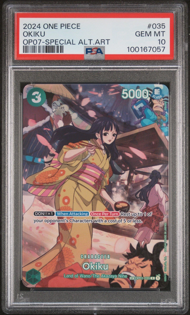 2024 One Piece Op07-500 Years In The Future 035 Okiku Special Alternate Art PSA 10