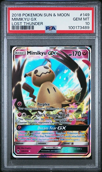 2018 Pokemon Sun & Moon Lost Thunder 149 Mimikyu Gx PSA